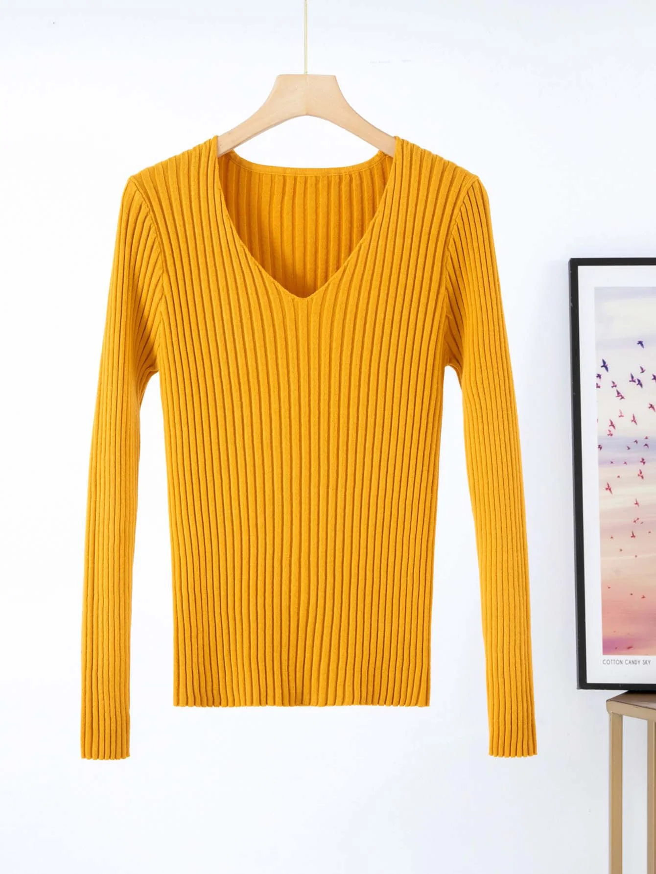 Damen Feinstrickpullover mit V-Ausschnitt und Rippenstruktur Heidi-Mode - Image 6
