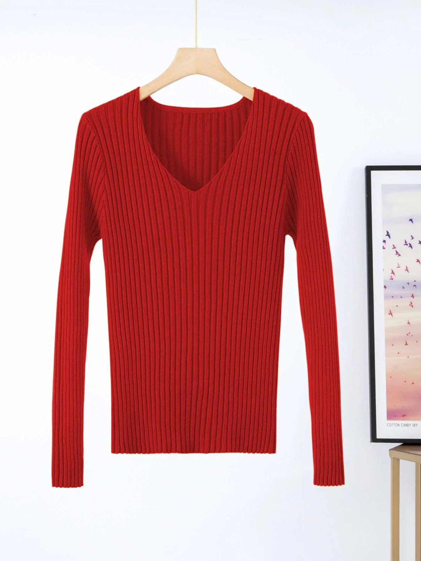 Damen Feinstrickpullover mit V-Ausschnitt und Rippenstruktur Heidi-Mode - Image 7
