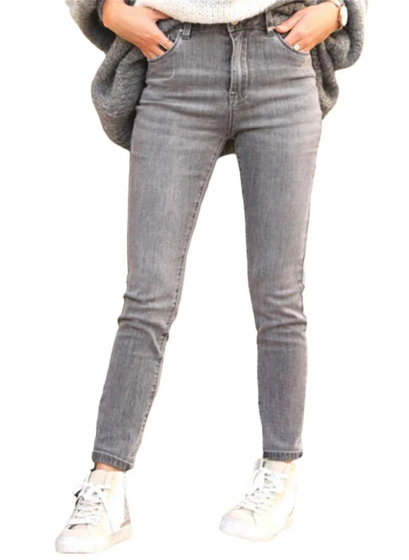Damen figurbetonte Jeans im Vintage-Look mit hohem Bund und knöchellanger Passform Heidi-Mode - Image 4