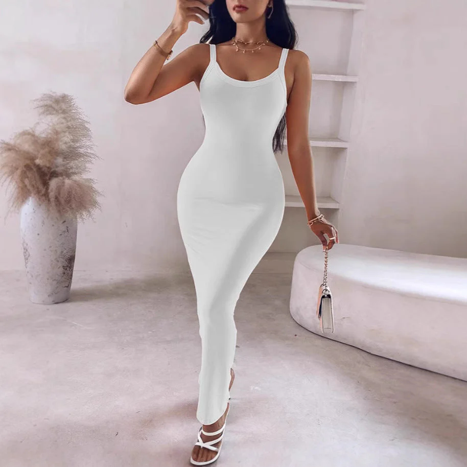 Damen Figurbetontes Maxikleid mit Schmalen Trägern und Raffiniertem Schnitt Heidi-Mode - Image 3