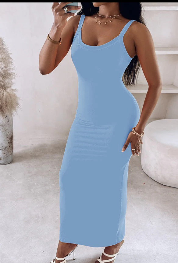 Damen Figurbetontes Maxikleid mit Schmalen Trägern und Raffiniertem Schnitt Heidi-Mode - Image 8