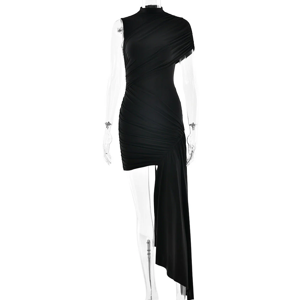 Damen Figurbetontes Minikleid mit Asymmetrischer Drapierung Heidi-Mode - Image 5