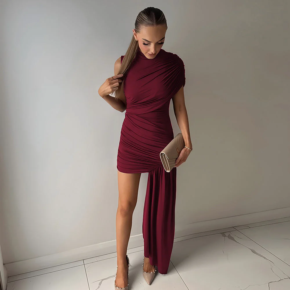 Damen Figurbetontes Minikleid mit Asymmetrischer Drapierung Heidi-Mode - Image 7