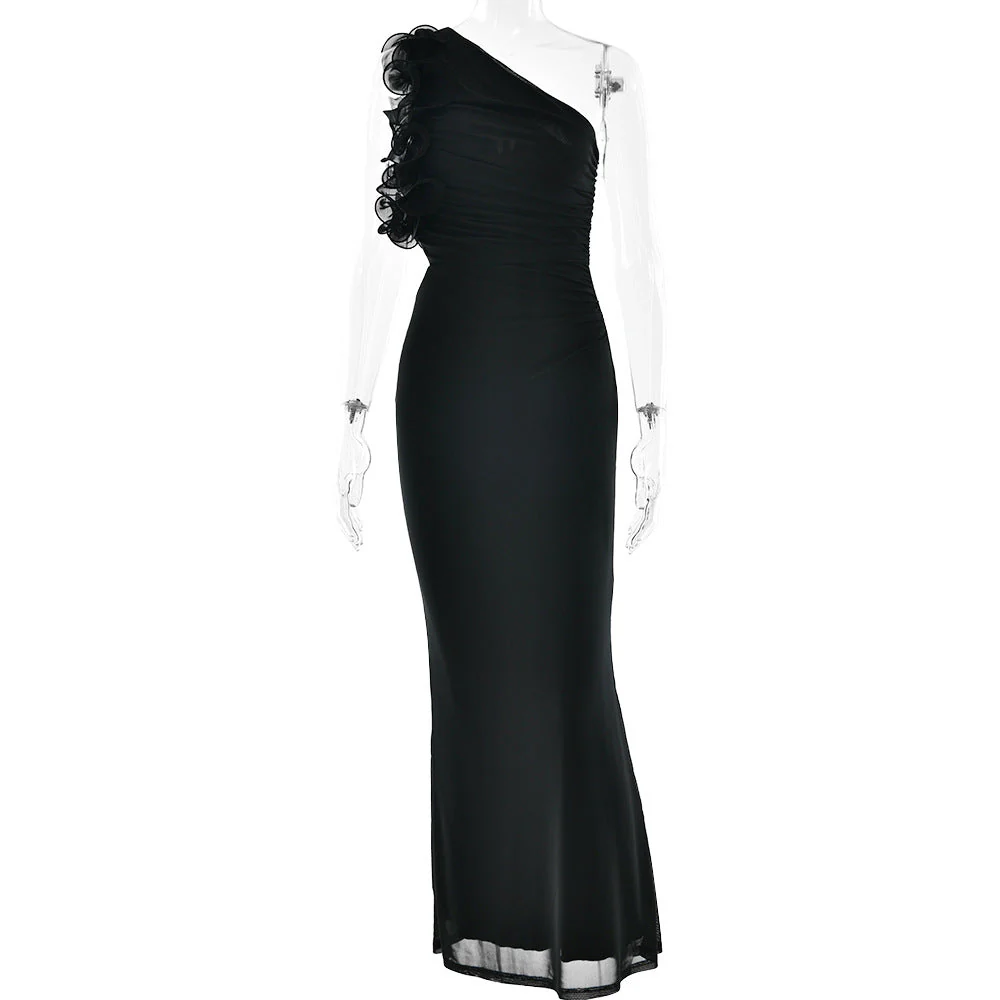 Damen Figurschmeichelndes Midi-Kleid mit Asymmetrischem Ausschnitt und Rüschendetails Heidi-Mode - Image 10