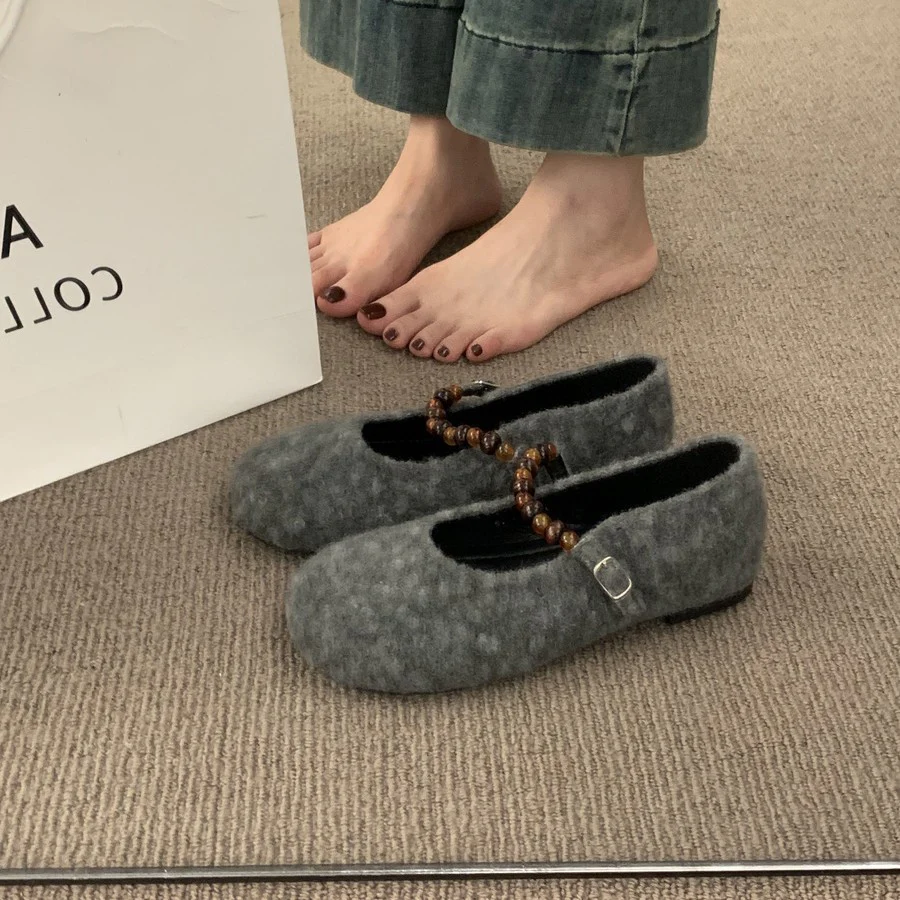 Damen Filz-Ballerinas mit modischer Riemchen-Applikation Heidi Mode - Image 3
