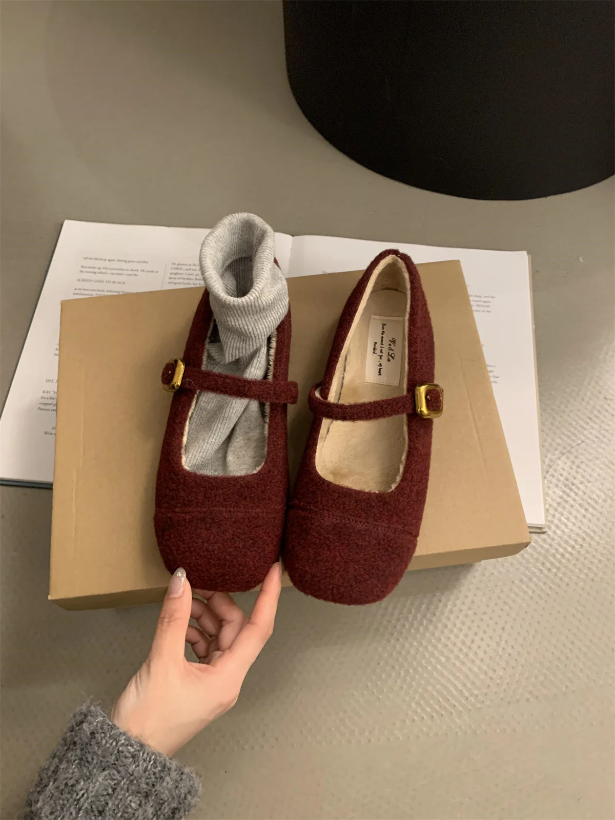 Damen Filz Ballerinas mit praktischem Riemchen und luxuriösem Innenfutter Heidi Mode - Image 8
