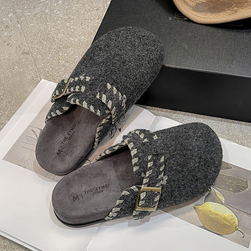 Damen Filzclogs mit modischer Schnallenverzierung und kuscheligem Innenfutter Heidi Mode
