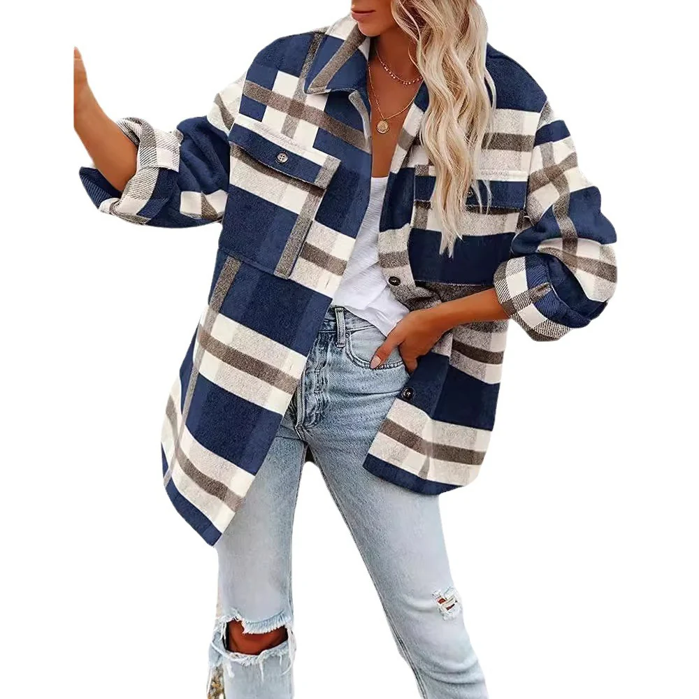Damen Flanell Overshirt mit kariertem Muster und praktischen Brusttaschen Heidi-Mode - Image 6