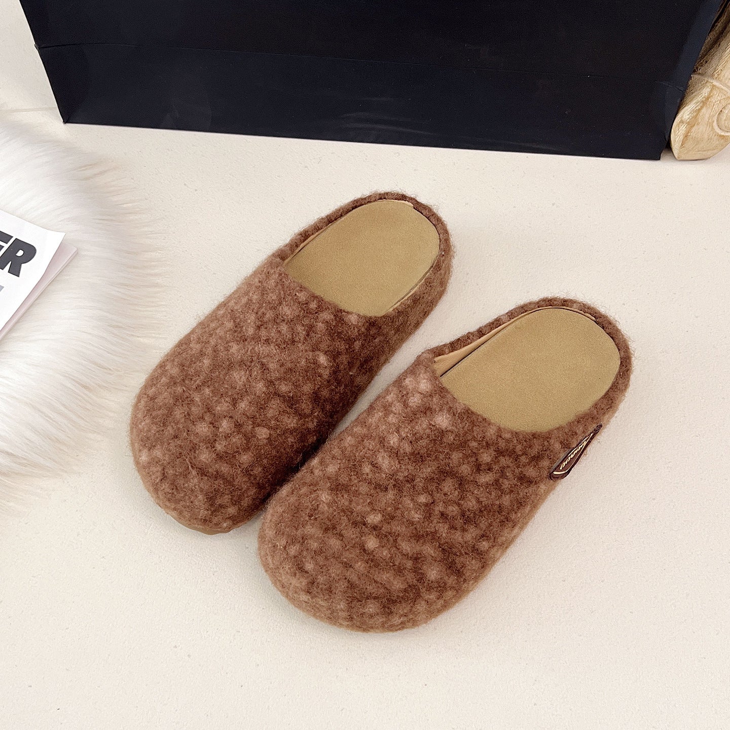 Damen Flauschige Filzclogs Heidi Mode - Image 6