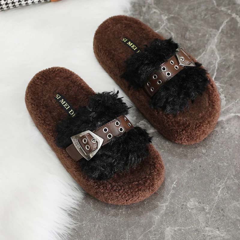 Damen Flauschige Hausschuhe mit modischer Schnalle und kuscheligem Innenfutter Heidi Mode - Image 6