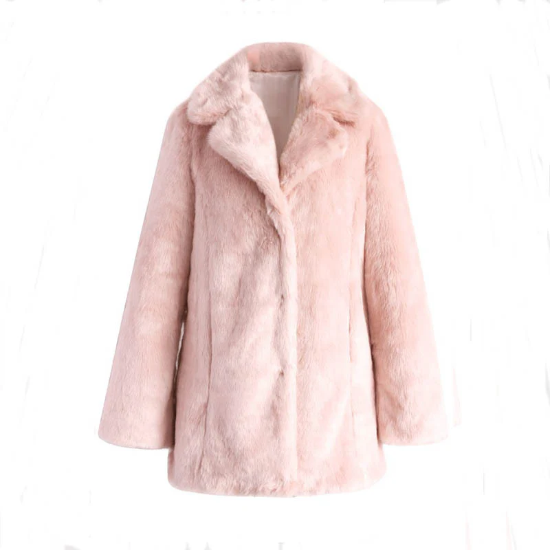 Damen Flauschige Kunstpelzjacke mit elegantem Revers Heidi-Mode - Image 4