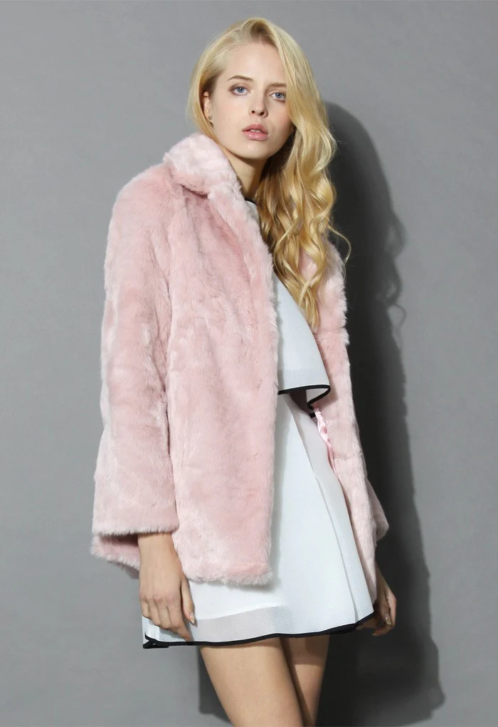 Damen Flauschige Kunstpelzjacke mit elegantem Revers Heidi-Mode - Image 6