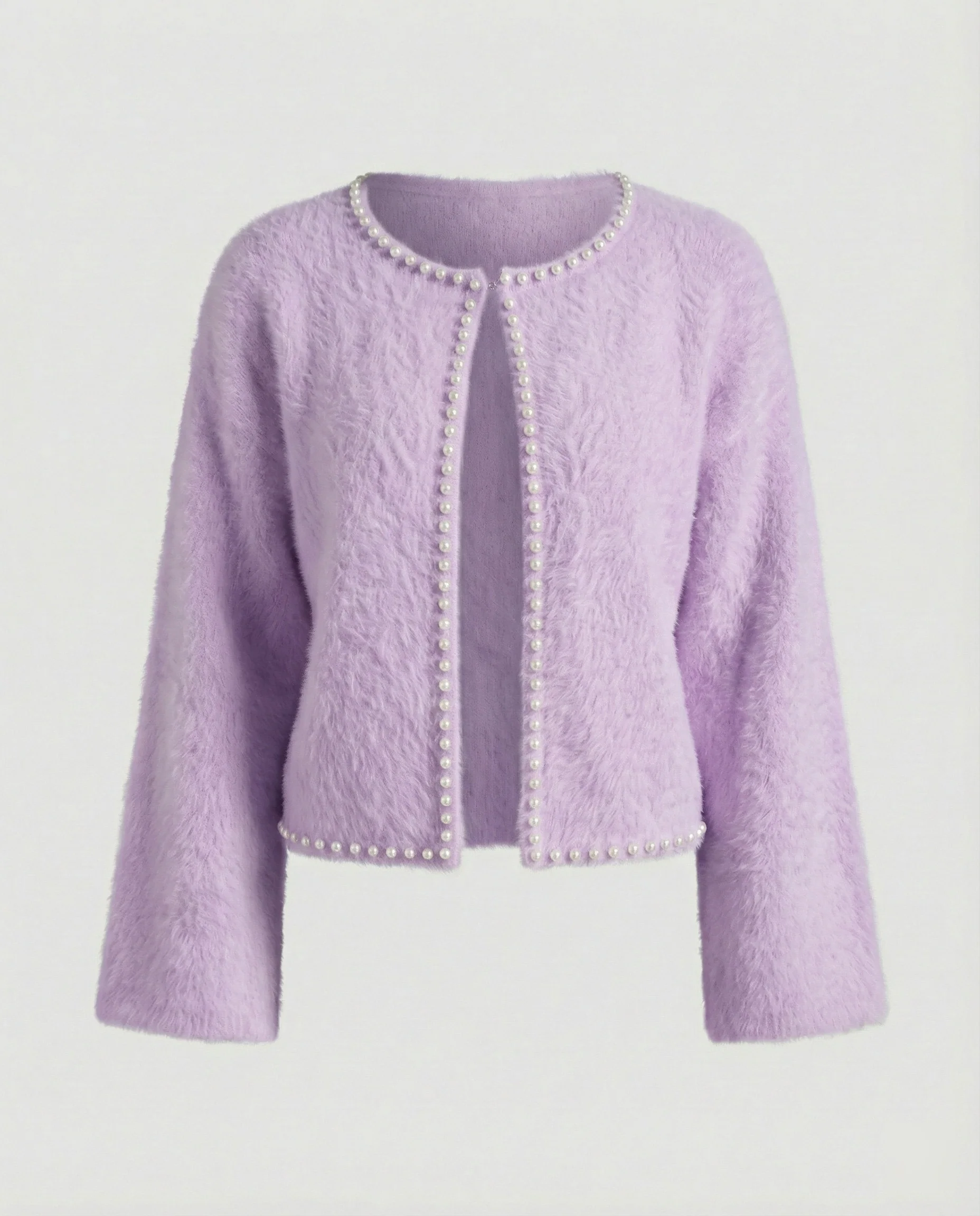 Strickjacke Damen flauschig mit Perlenverzierung - Image 7