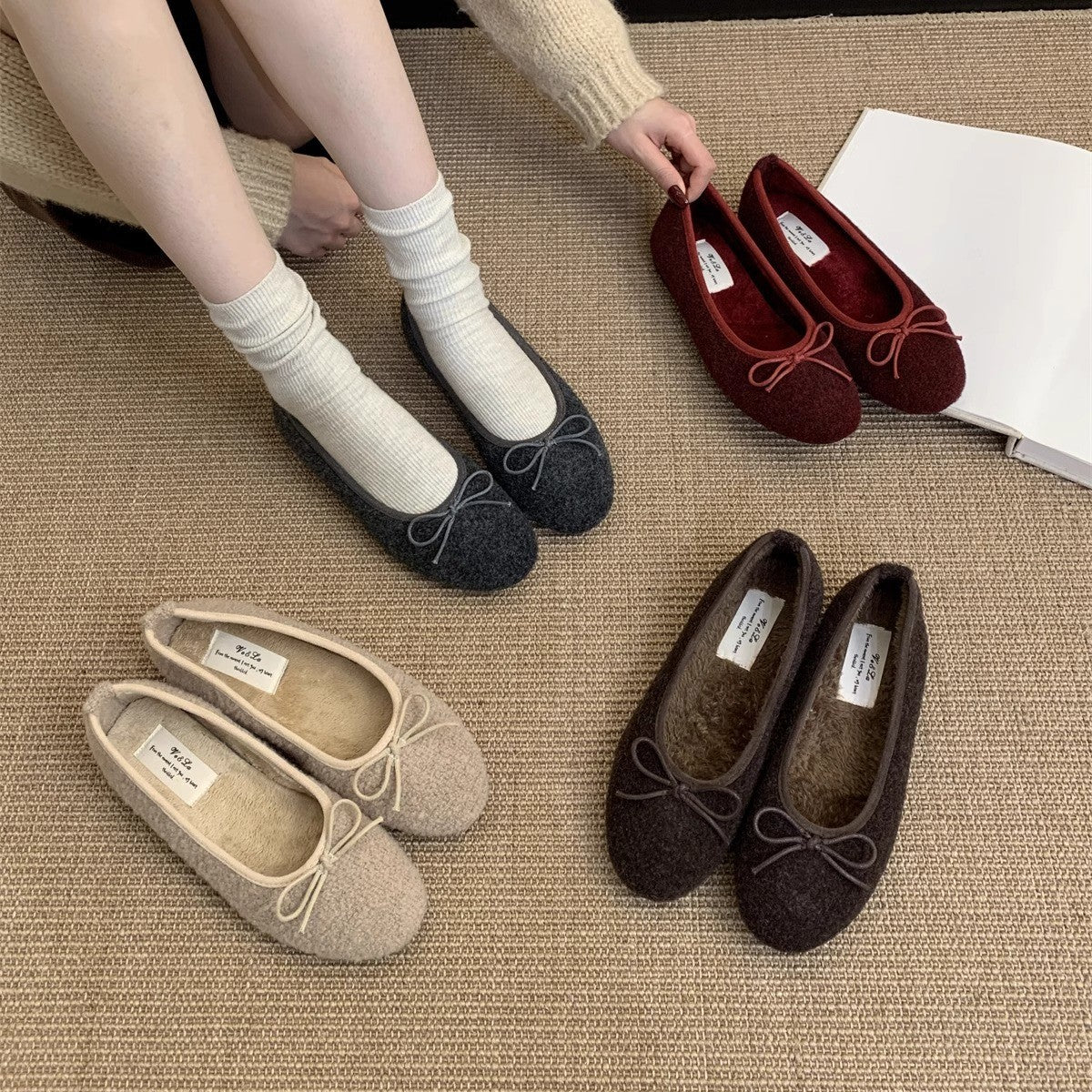 Damen Fleece Ballerinas mit flexiblem Absatz Heidi Mode - Image 2