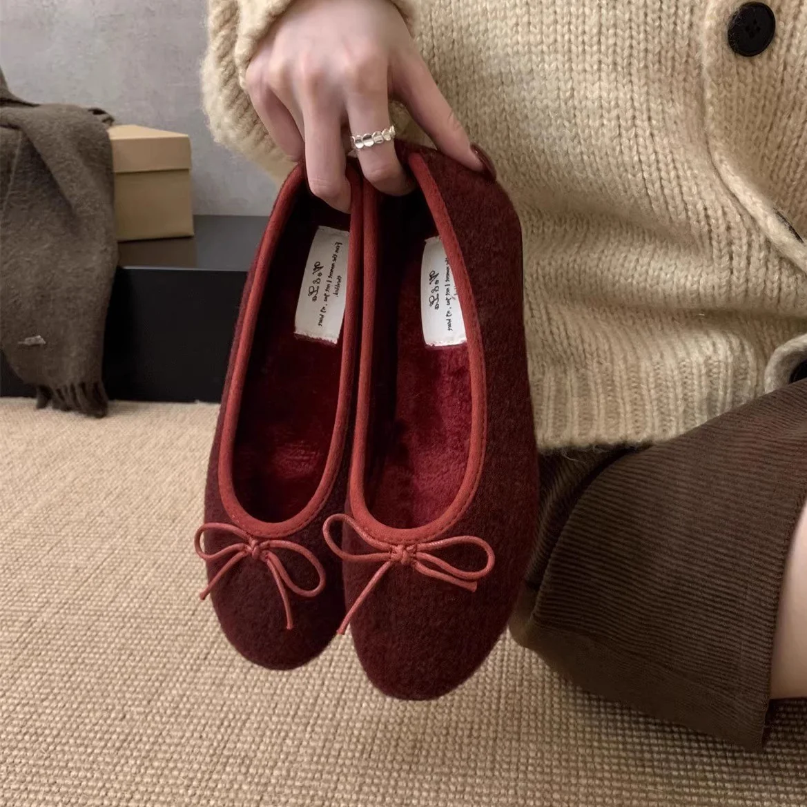 Damen Fleece Ballerinas mit flexiblem Absatz Heidi Mode - Image 3