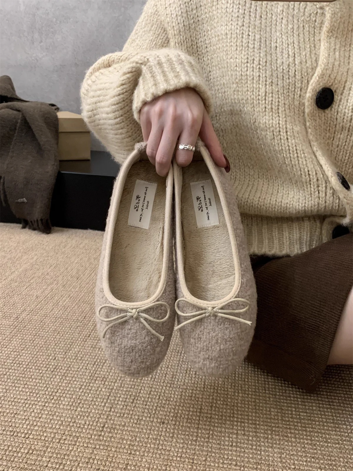 Damen Fleece Ballerinas mit flexiblem Absatz Heidi Mode - Image 6