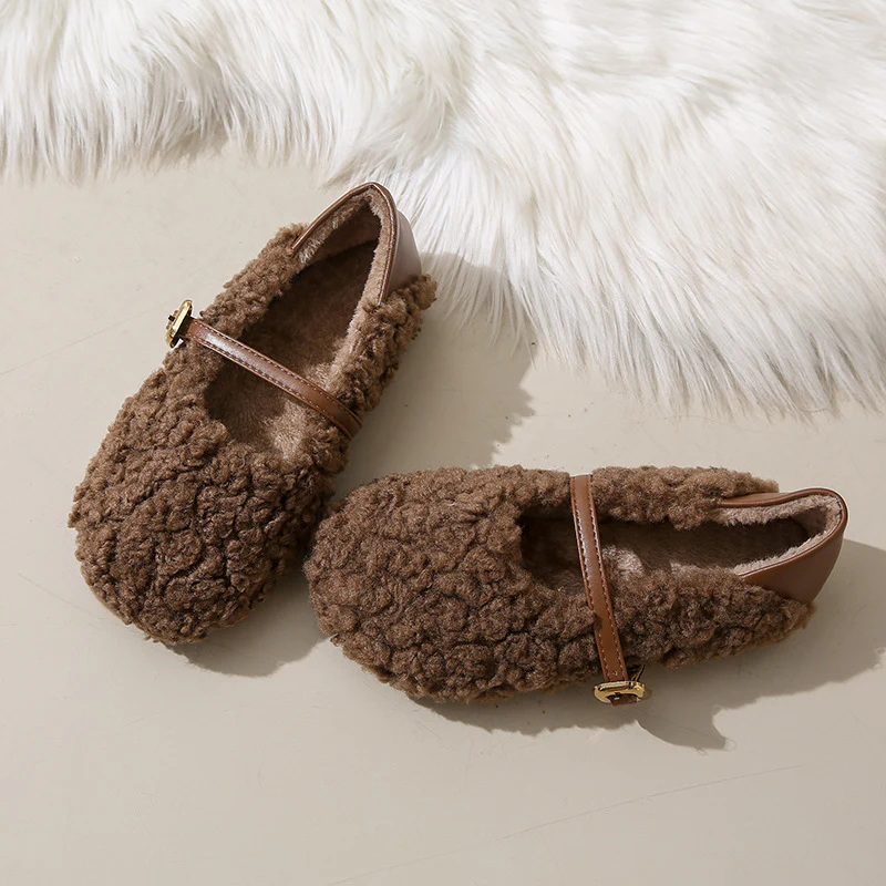 Damen Fleece Hausschuhe mit modischem Riemen und Warmfutter Heidi Mode - Image 3