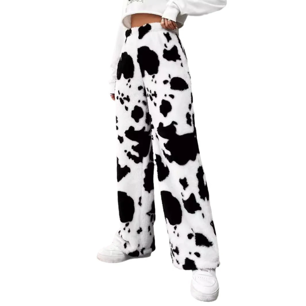 Damen Fleece-Hose Im Trendigen Kuhmuster Heidi-Mode - Image 5