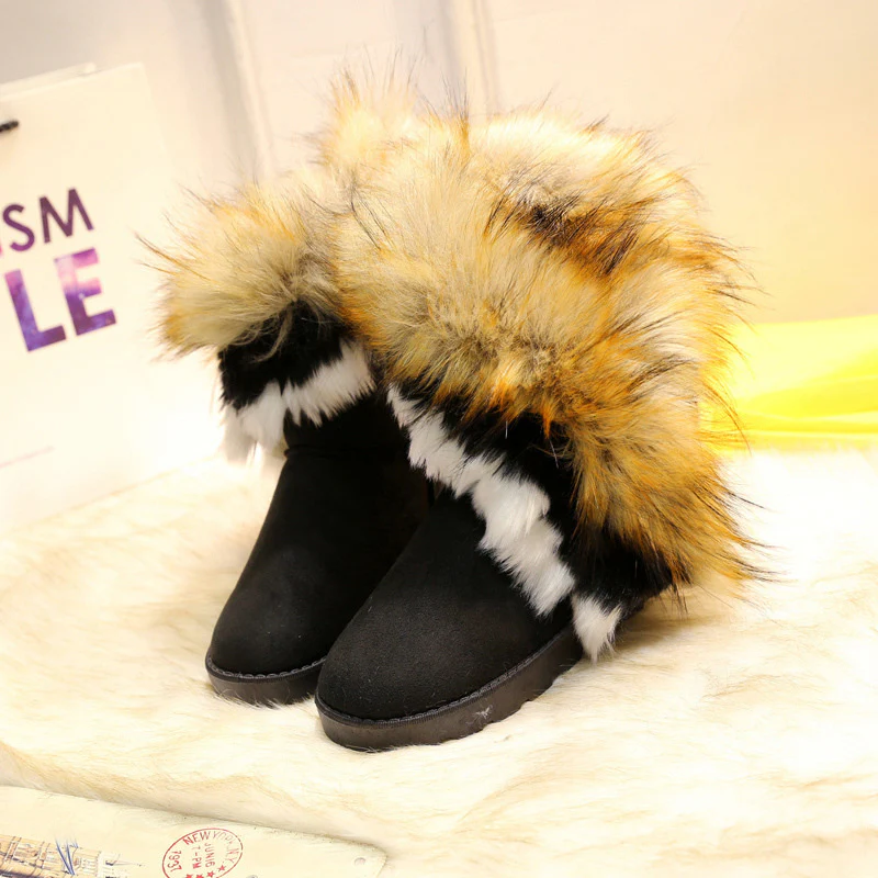 Damen Fleecegefütterte Stiefel mit modischem Kunstfellrand Heidi Mode - Image 2