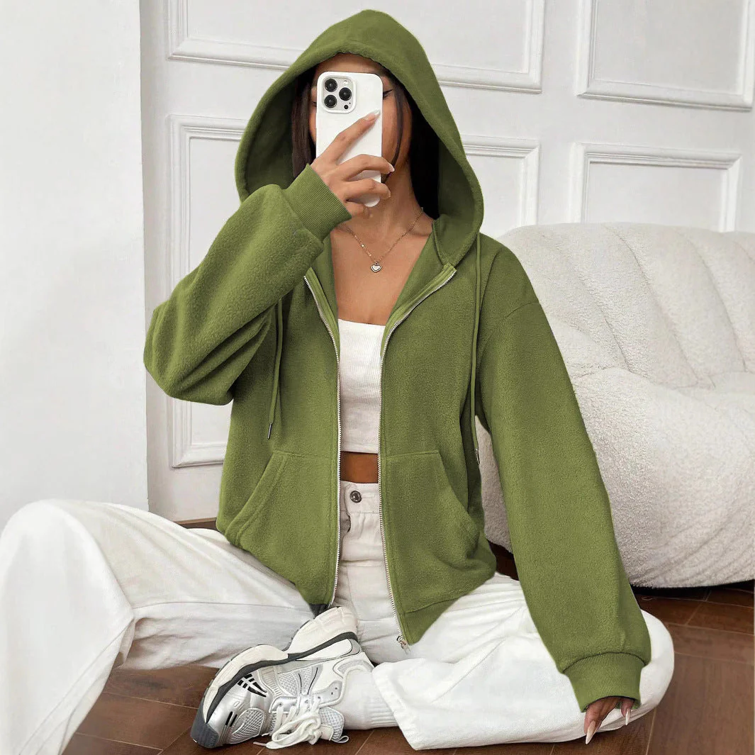 Damen Fleecejacke mit Kapuze und Reißverschluss Heidi-Mode - Image 4
