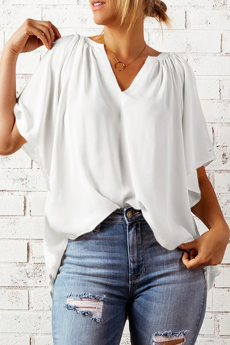 Damen Fließendes Blusenshirt mit ballonförmigen Ärmeln und elastischem Saum Heidi-Mode - Image 5