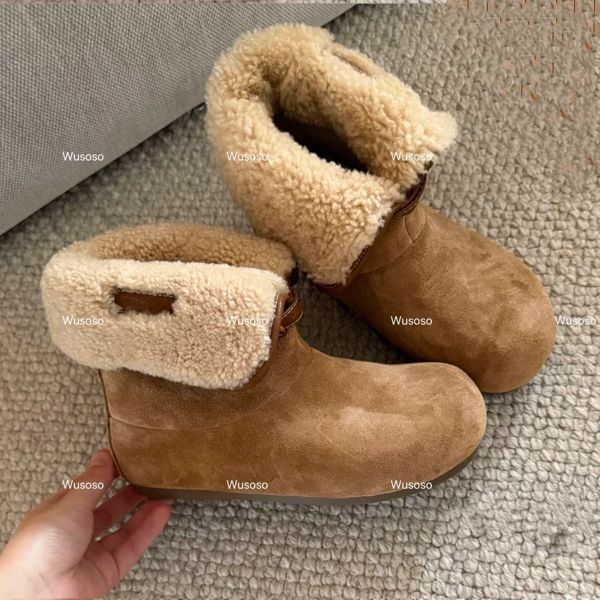 Damen Fluffy Winterboots aus hochwertigem Veloursleder mit kuscheligem Innenfutter Heidi Mode - Image 8