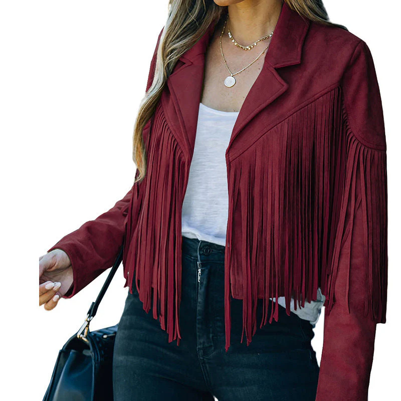 Damen Fransenjacke Aus Hochwertigem Suede-Mix Heidi-Mode - Image 5