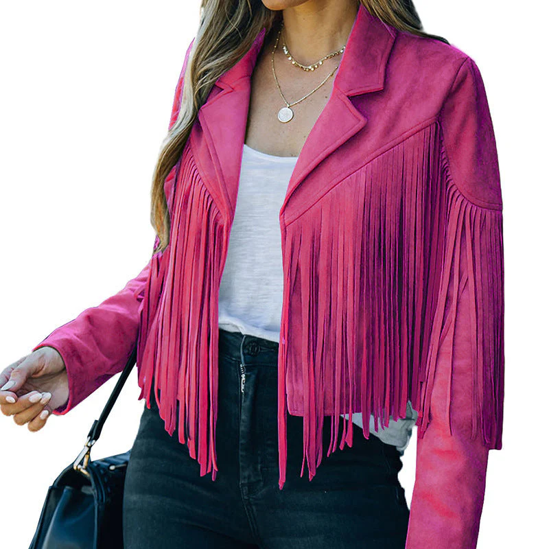 Damen Fransenjacke Aus Hochwertigem Suede-Mix Heidi-Mode - Image 7