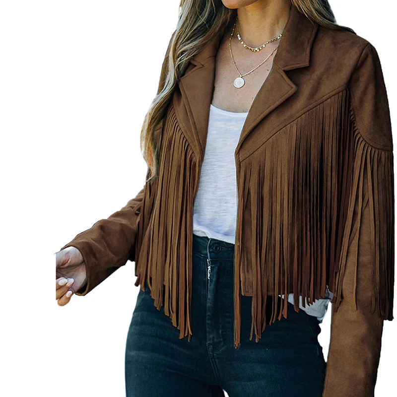 Damen Fransenjacke Aus Hochwertigem Suede-Mix Heidi-Mode - Image 9