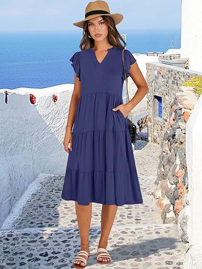 Damen Freizeit-Maxikleid mit Überraschenden Rüschendetails und Praktischen Taschen Heidi-Mode - Image 12