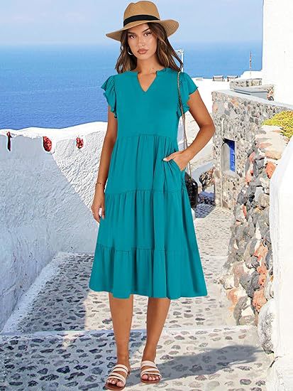 Damen Freizeit-Maxikleid mit Überraschenden Rüschendetails und Praktischen Taschen Heidi-Mode - Image 13