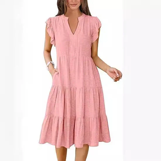 Damen Freizeit-Maxikleid mit Überraschenden Rüschendetails und Praktischen Taschen Heidi-Mode - Image 2