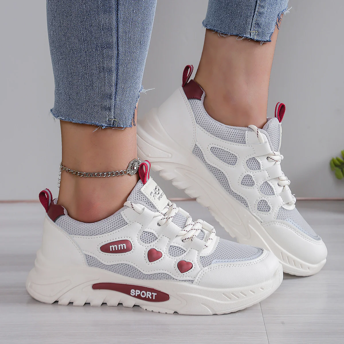 Damen Freizeit-Sneaker mit atemberaubendem Herz-Design und atmungsaktivem Obermaterial Heidi Mode - Image 2