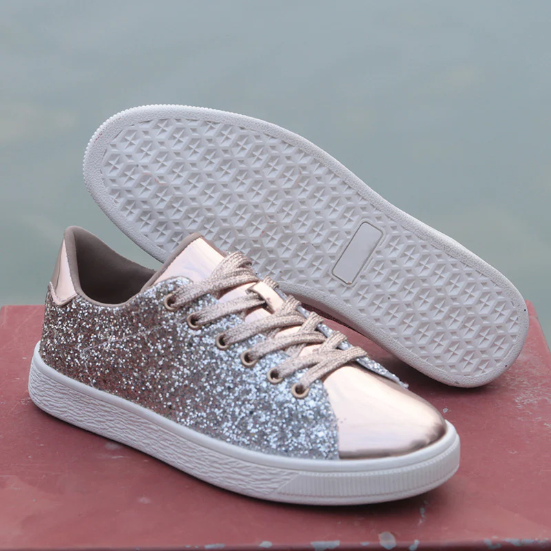 Damen Freizeit Sneakers mit glitzerndem Obermaterial und sportlicher Sohle Heidi Mode - Image 2