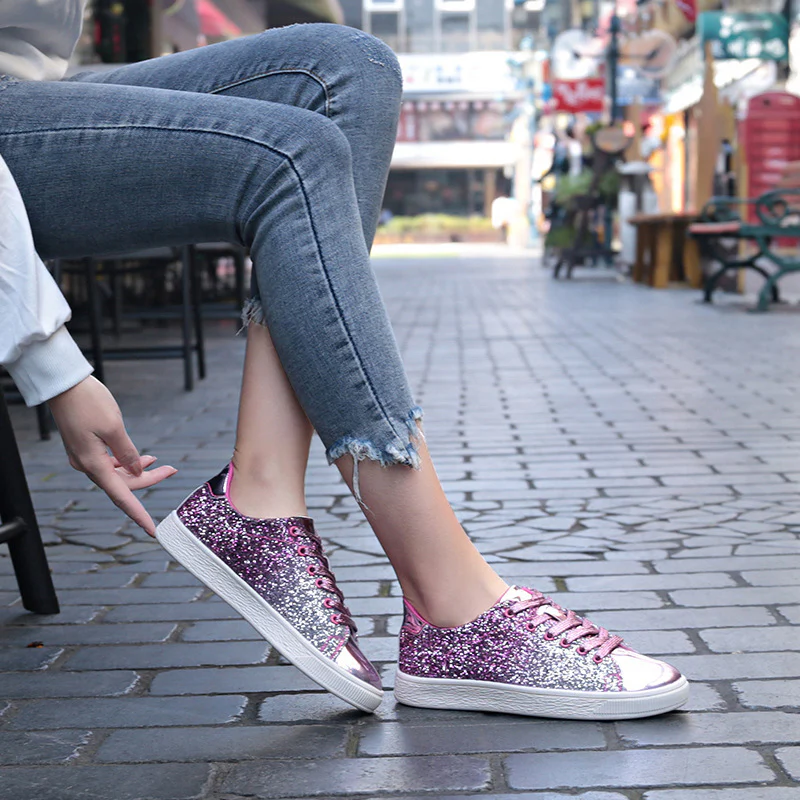 Damen Freizeit Sneakers mit glitzerndem Obermaterial und sportlicher Sohle Heidi Mode - Image 3