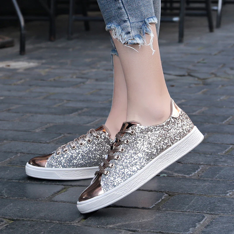 Damen Freizeit Sneakers mit glitzerndem Obermaterial und sportlicher Sohle Heidi Mode - Image 4