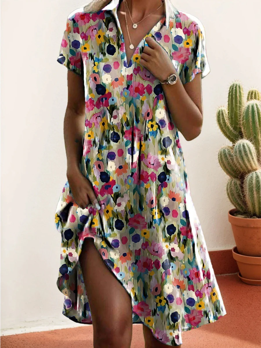 Damen Freizeitkleid mit floralem Design und asymmetrischem Schnitt Heidi-Mode - Image 9