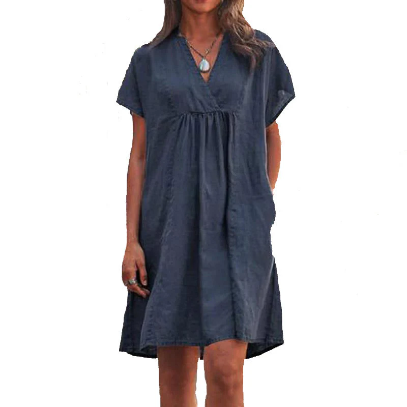 Damen Freizeitkleid mit Lockerer Passform und Modischem V-Ausschnitt Heidi-Mode - Image 5