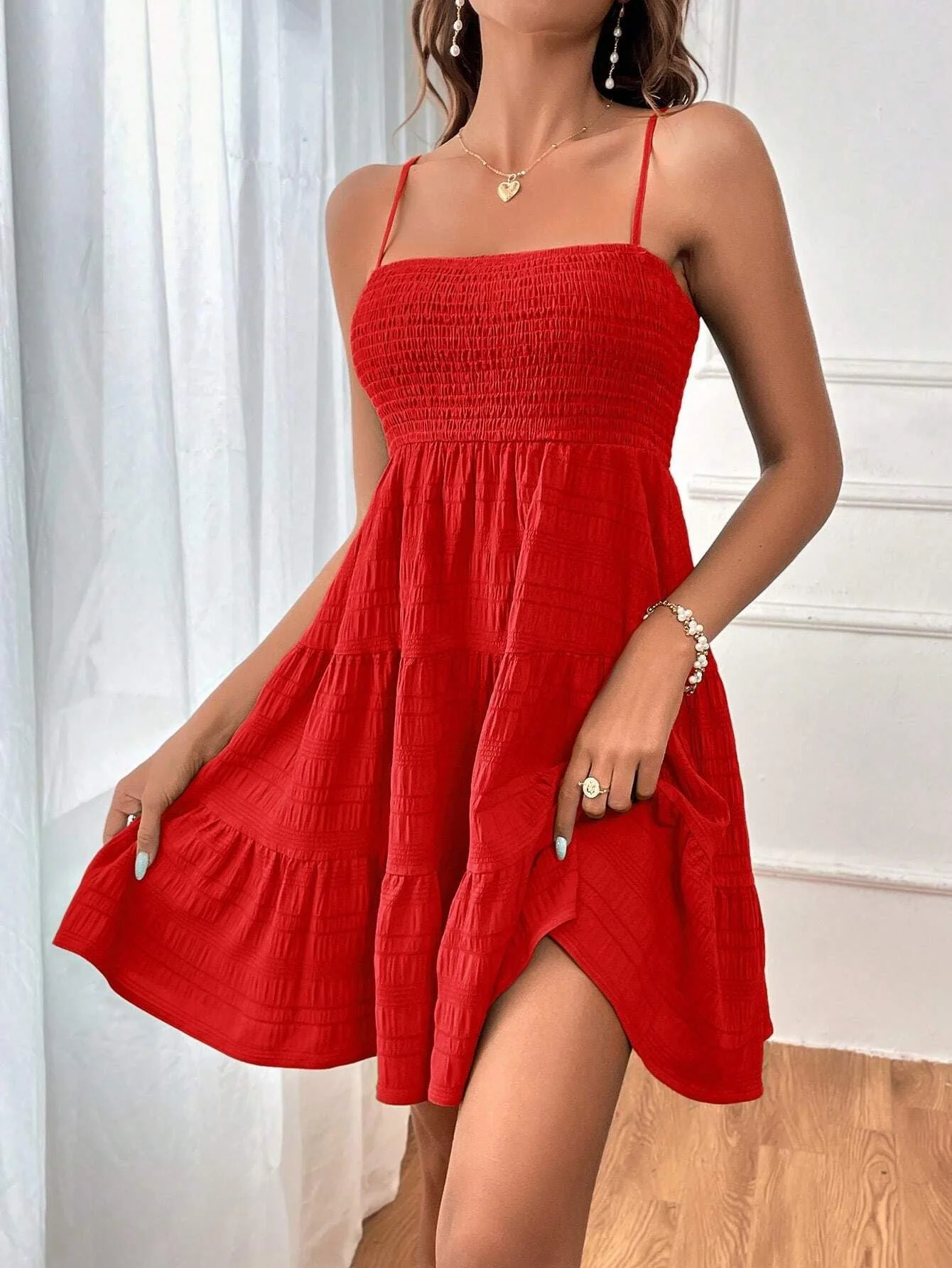 Damen Freizeitkleid mit Schmalen Trägern und Rüschendetails Heidi-Mode - Image 12
