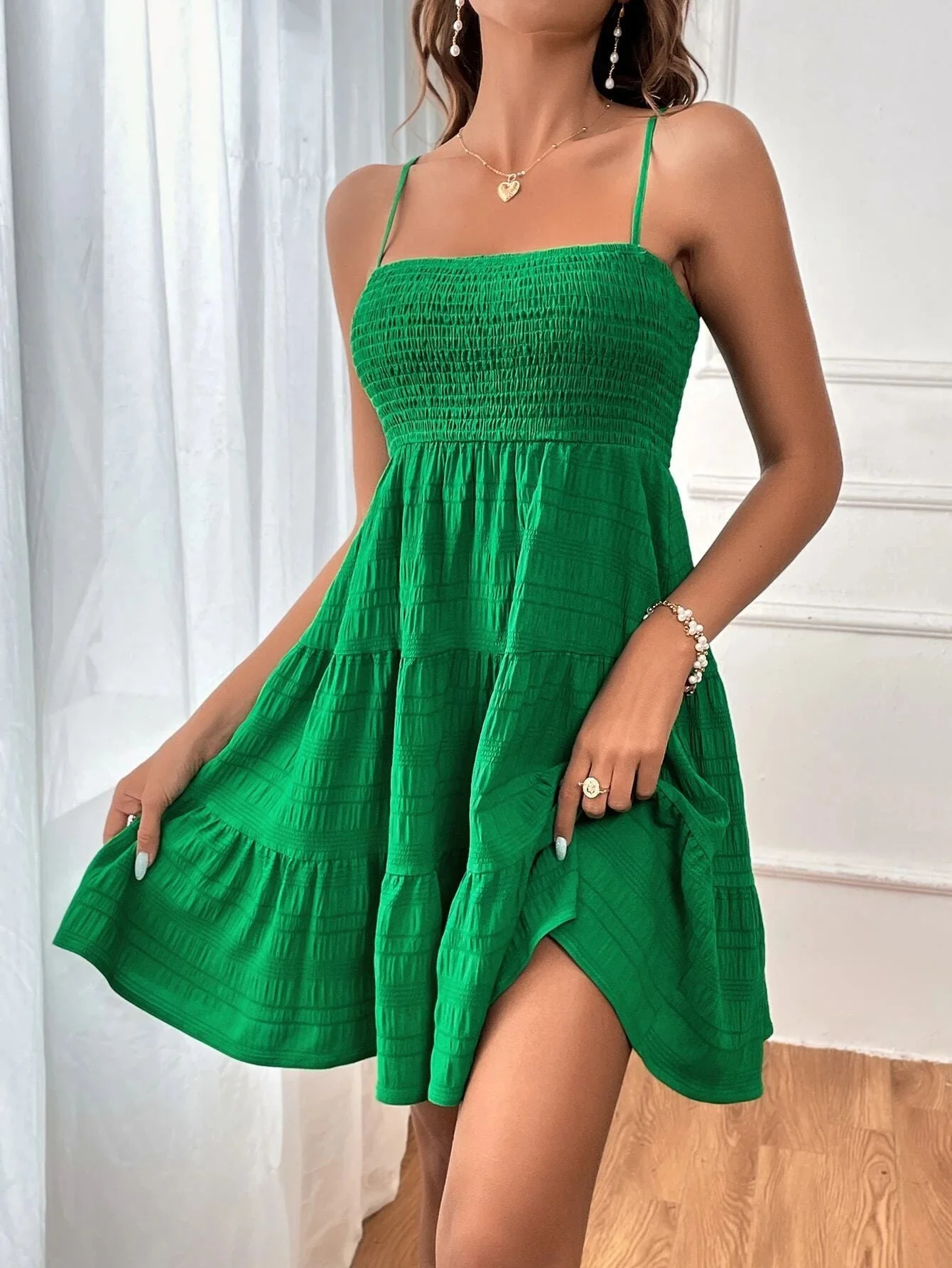 Damen Freizeitkleid mit Schmalen Trägern und Rüschendetails Heidi-Mode - Image 8