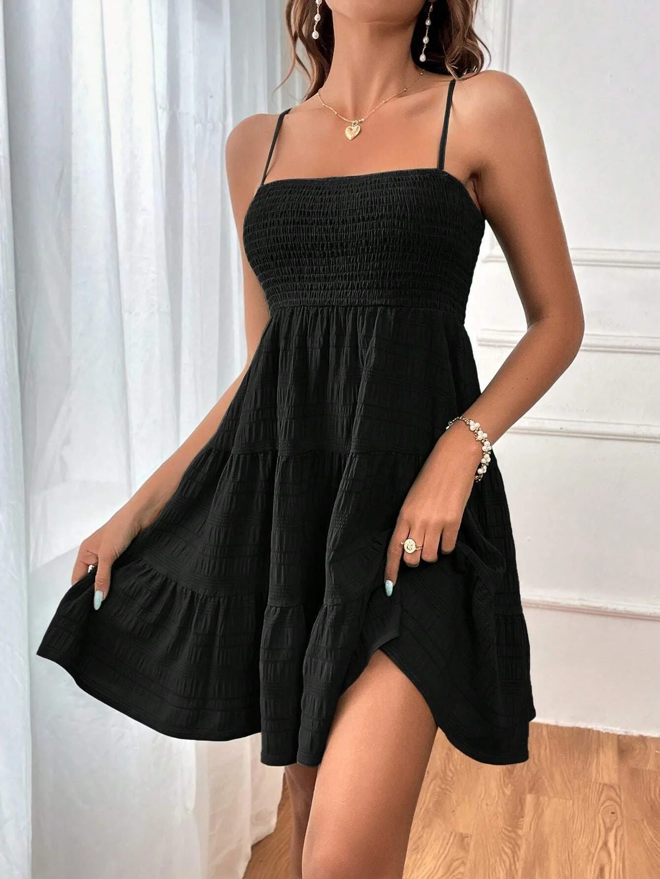 Damen Freizeitkleid mit Schmalen Trägern und Rüschendetails Heidi-Mode - Image 9