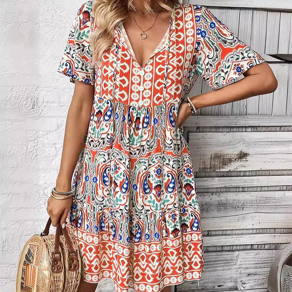 Damen Freizeitkleid mit Verspieltem Blumendesign und Leichter A-Linie Heidi-Mode - Image 2