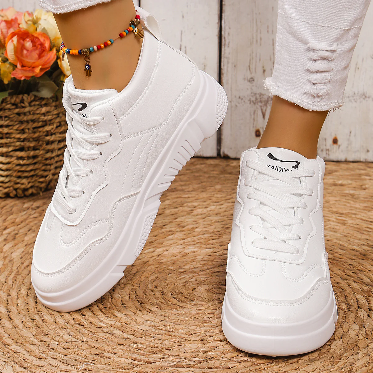 Damen Freizeitsneaker mit hohem Schaft und strukturierter Gummisol Heidi Mode - Image 2