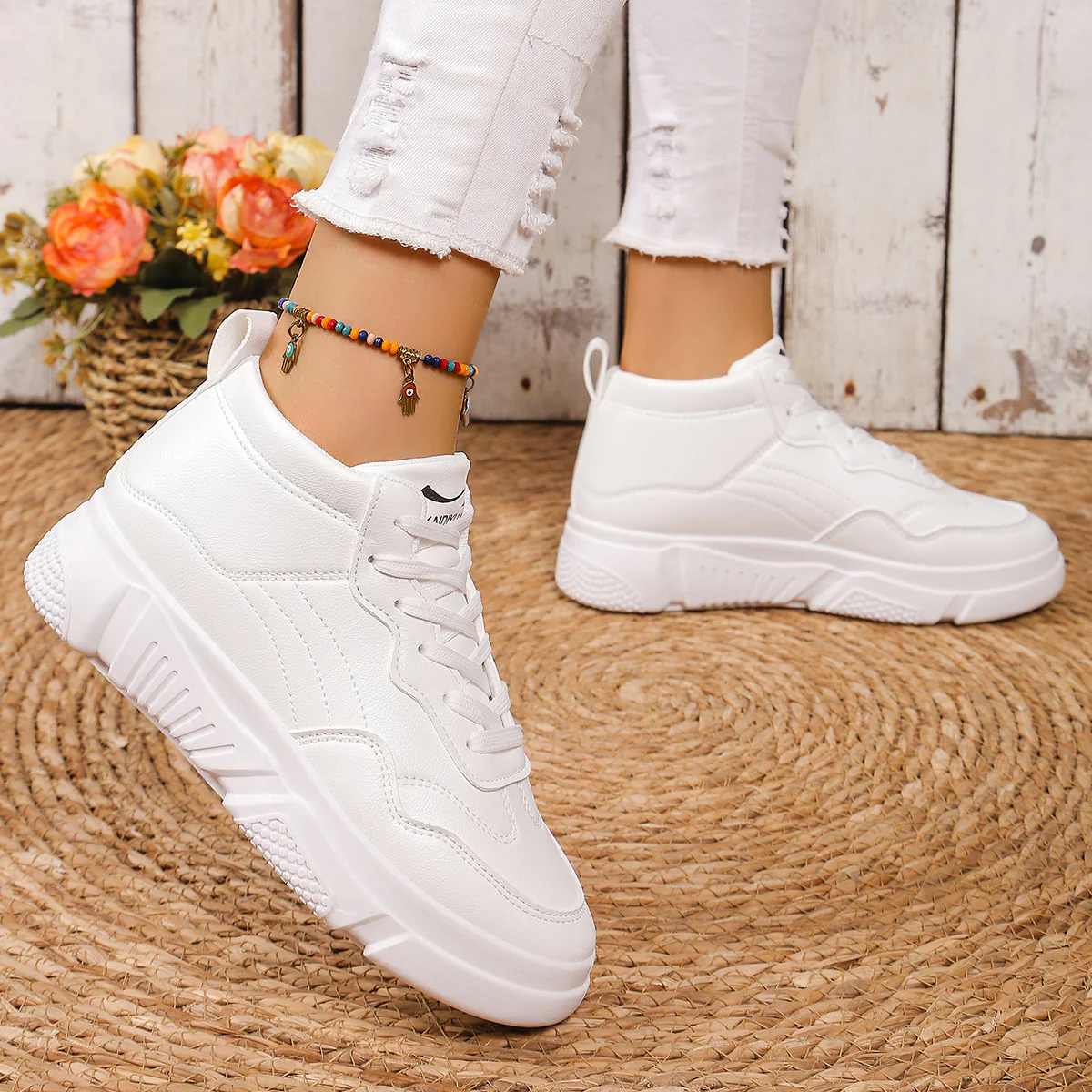 Damen Freizeitsneaker mit hohem Schaft und strukturierter Gummisol Heidi Mode - Image 3