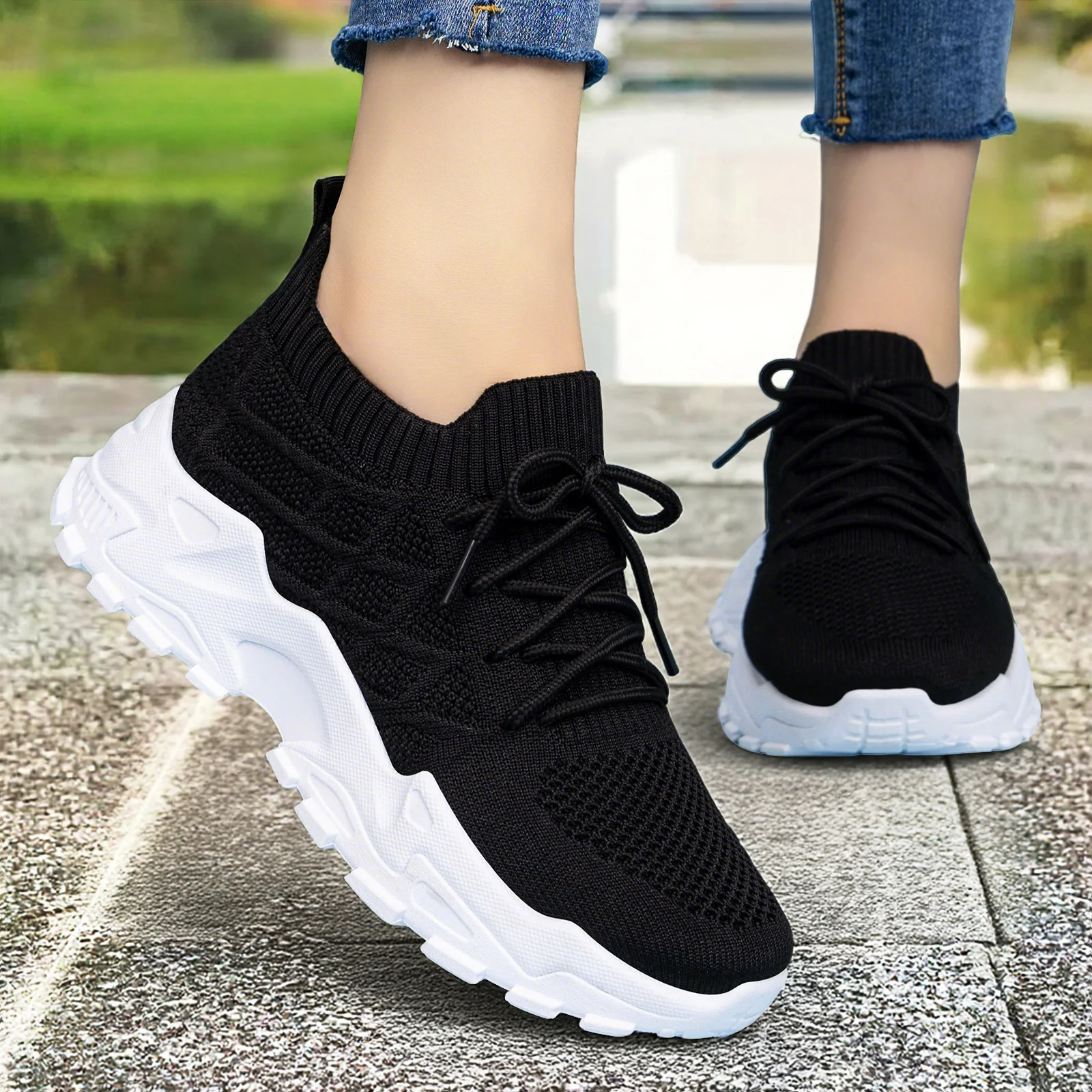 Damen Freizeitsneakers mit atmungsaktivem Strickoberteil und dämpfender Sohle Heidi Mode - Image 4