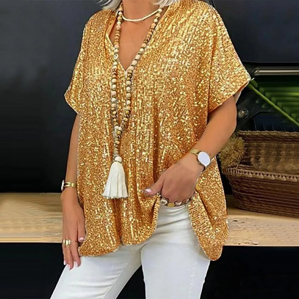 Damen Funkelndes Oberteil mit Elegantem V-Ausschnitt und Leichtem Schnitt Heidi-Mode - Image 14