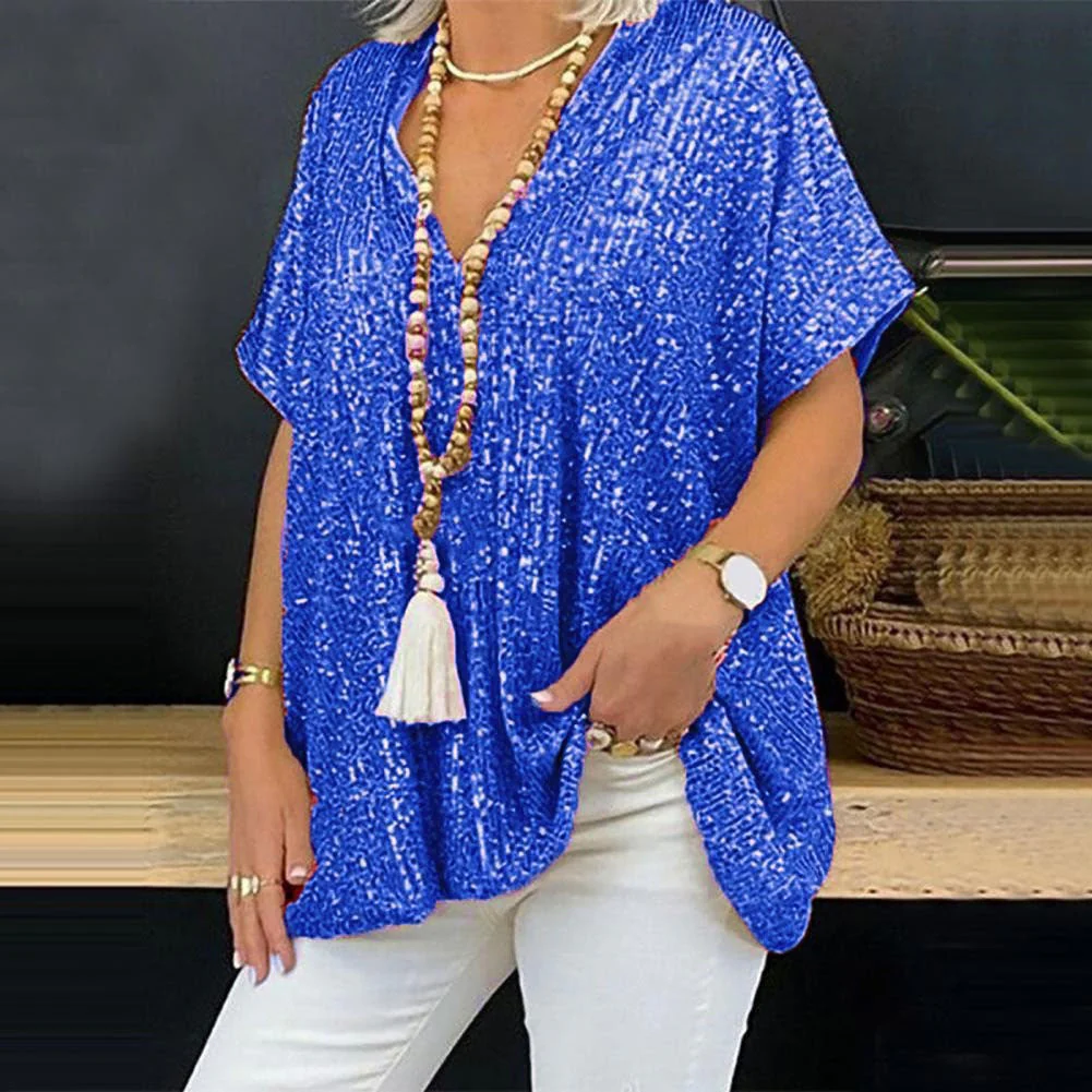 Damen Funkelndes Oberteil mit Elegantem V-Ausschnitt und Leichtem Schnitt Heidi-Mode - Image 15