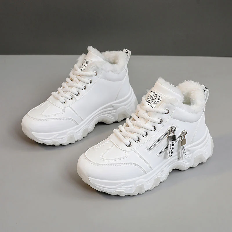 Damen gefütterte High-Top Sneakers mit modischem Design und praktischen Reißverschlussdetails Heidi Mode - Image 7