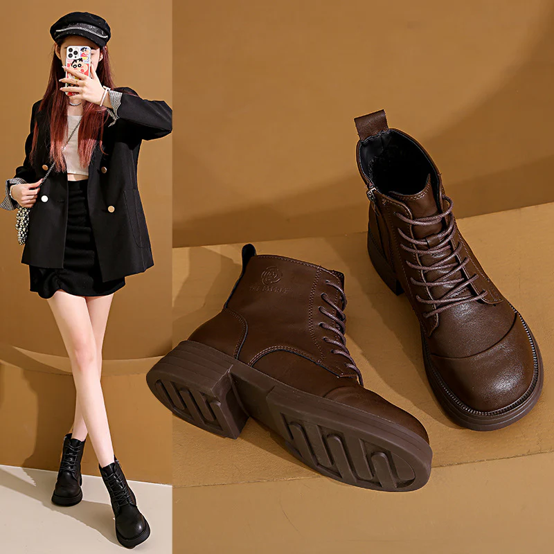 Damen gefütterte Stiefeletten mit modischem Zipper und derben Profilsohle Heidi Mode - Image 2
