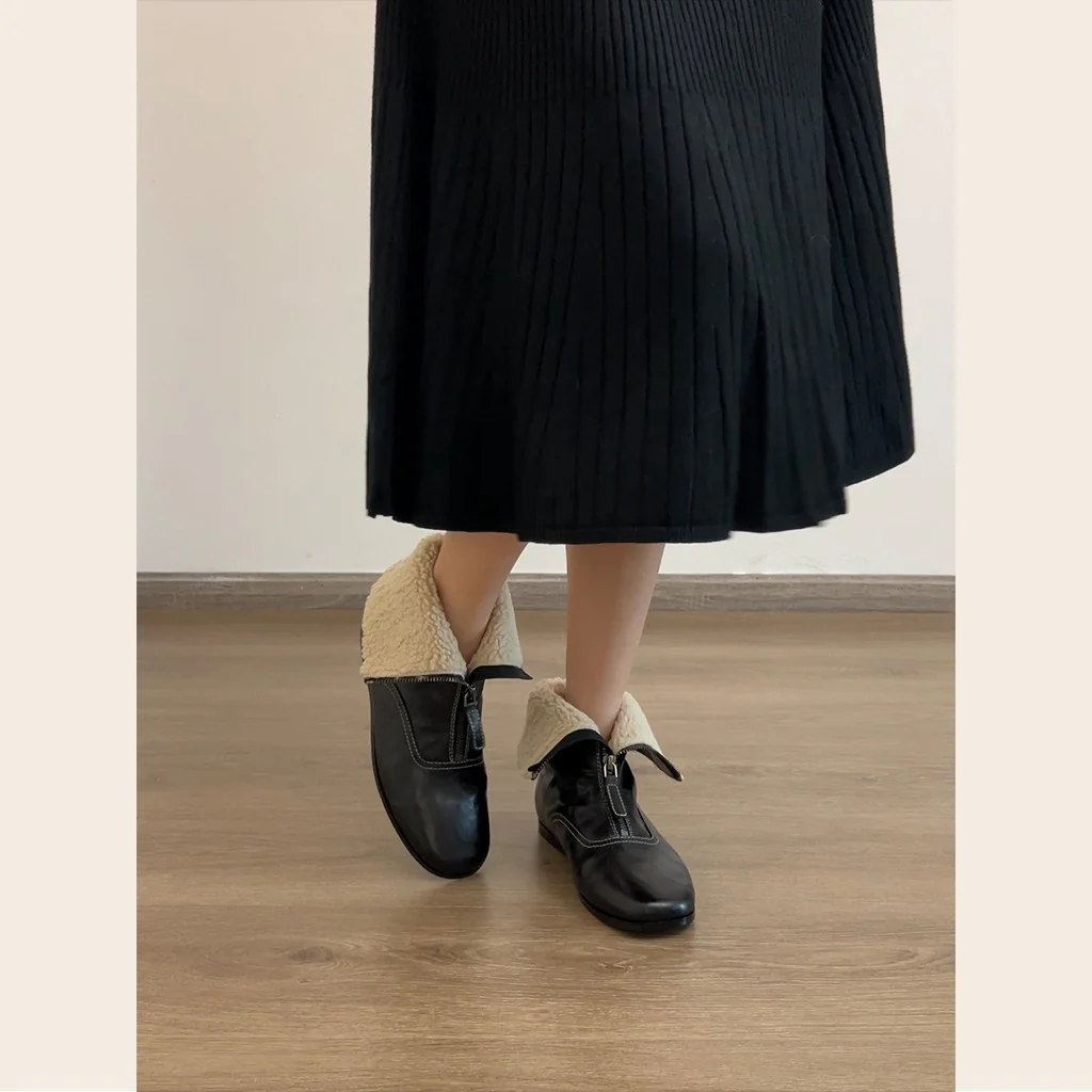 Damen gefütterte Winterstiefel mit modischem Reißverschluss und kuscheligem Kragen Heidi Mode - Image 2